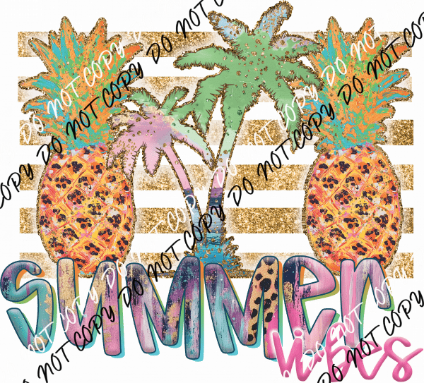 Summer Vibes Glitter DTF Transfer - We Print U Press DTF Transfers