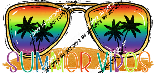 Summer Vibes Sunglasses DTF Transfer - We Print U Press DTF Transfers