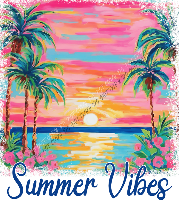 summer vibes sunset dtf transfer