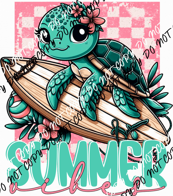 Summer Vibes Turtle DTF Transfer - We Print U Press DTF Transfers