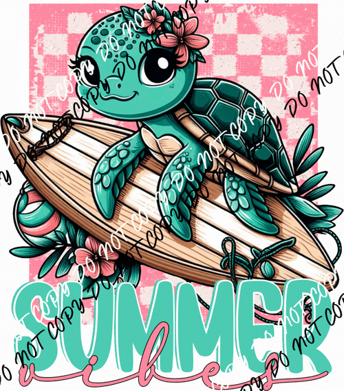 Summer Vibes Turtle DTF Transfer - We Print U Press DTF Transfers