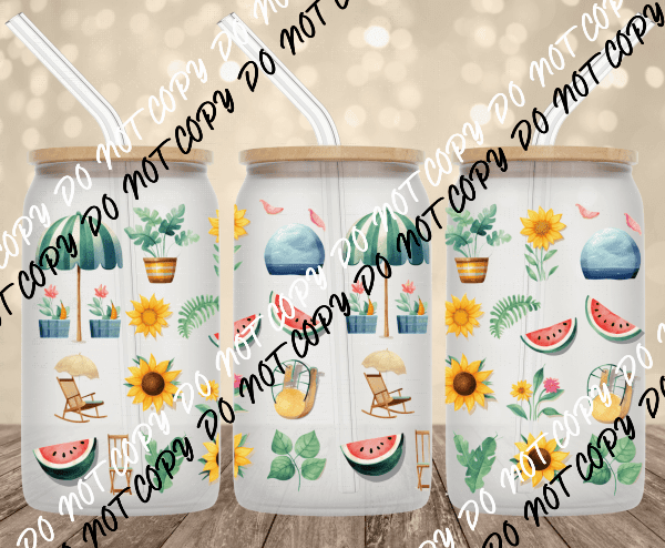Summer Vibes UV Transfer for 16 oz Glass Can - We Print U Press DTF Transfers