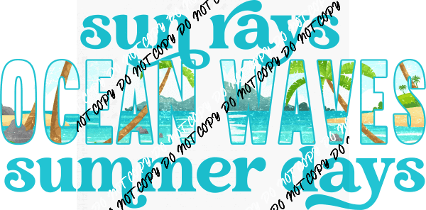 Sun Rays Ocean Waves Summer Days DTF Transfer - We Print U Press DTF Transfers