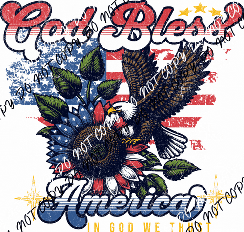 Sunflower and Eagle America Flag DTF Transfer - We Print U Press DTF Transfers