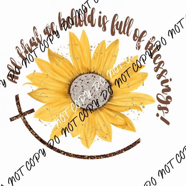 Sunflower and Faux Glitter Cross DTF Transfer - We Print U Press DTF Transfers