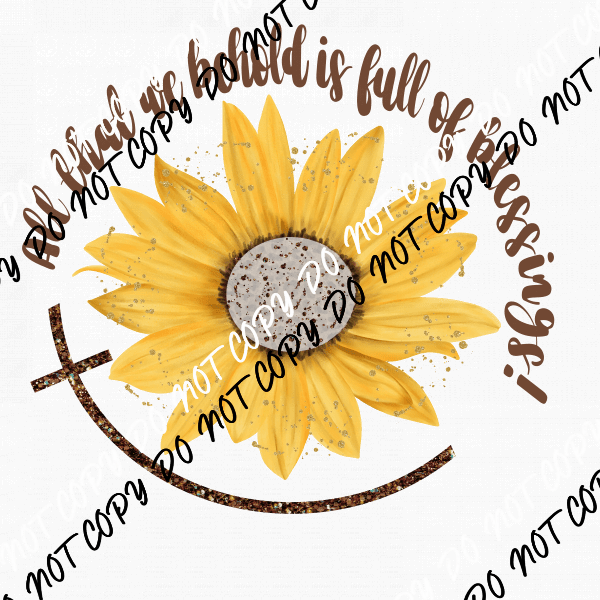 Sunflower and Faux Glitter Cross DTF Transfer - We Print U Press DTF Transfers