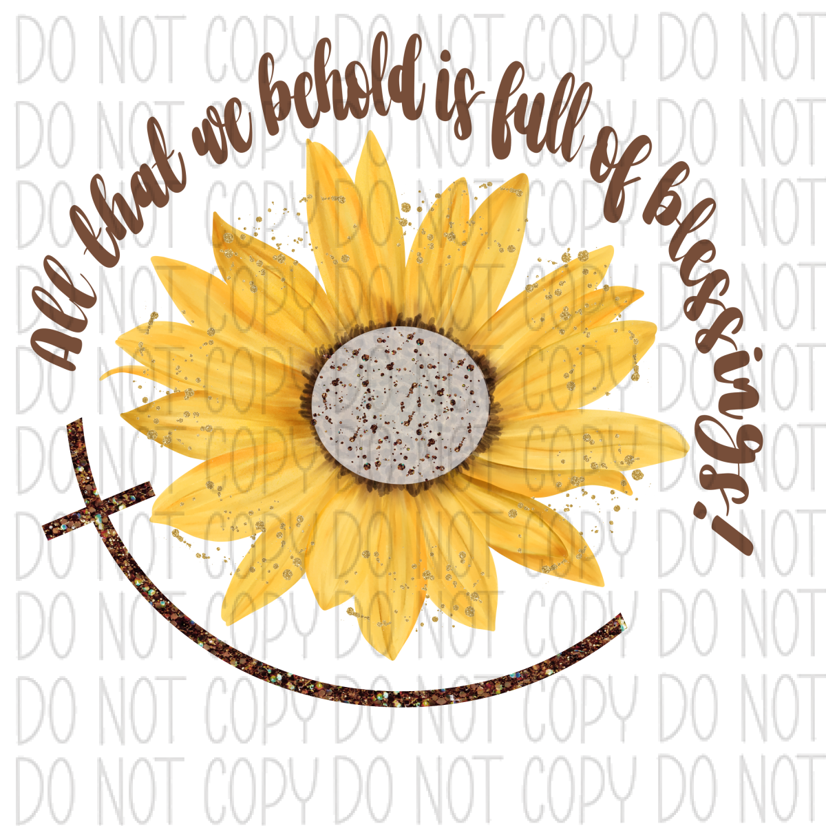 Sunflower And Faux Glitter Cross Dtf Transfer Rtp Transfers