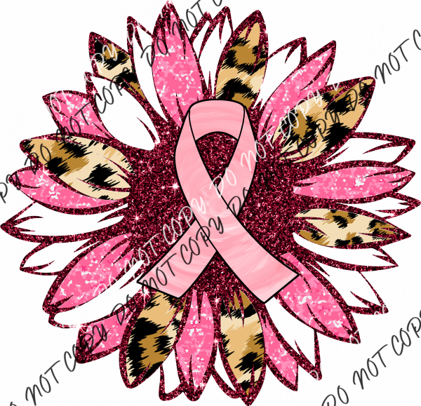 Sunflower Pink Faux Glitter Breast Cancer Awareness Dtf Transfer Rtp Transfers