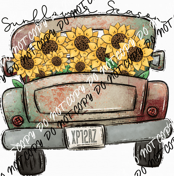 Sunflower Season Truck DTF Transfer - We Print U Press DTF Transfers