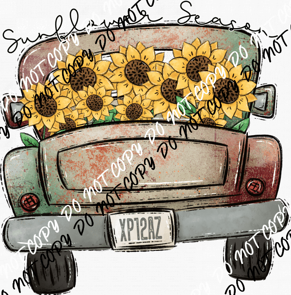 Sunflower Season Truck DTF Transfer - We Print U Press DTF Transfers