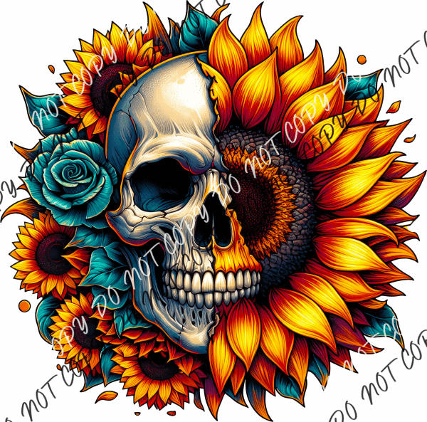 Sunflower Skull Dtf Transfer Rtp Transfers