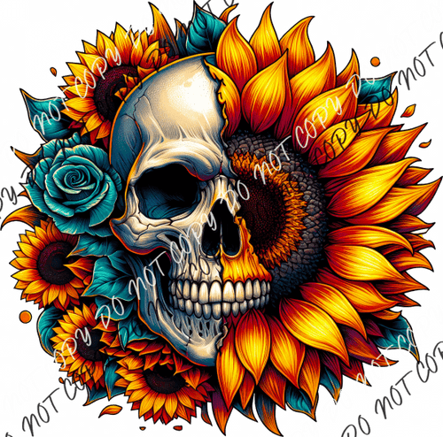 Sunflower Skull Dtf Transfer Rtp Transfers