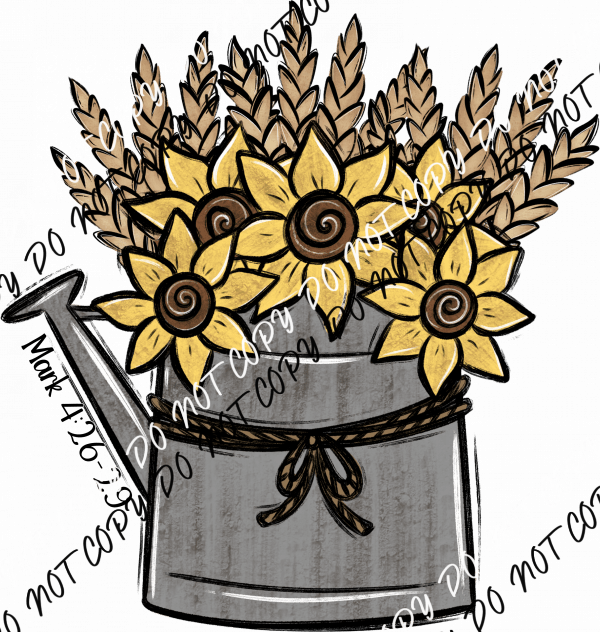 Sunflower Watering Can DTF Transfer - We Print U Press DTF Transfers