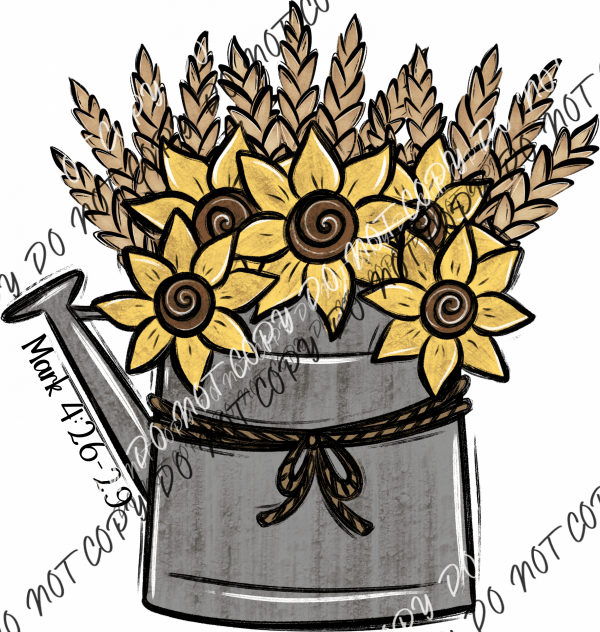 Sunflower Watering Can DTF Transfer - We Print U Press DTF Transfers