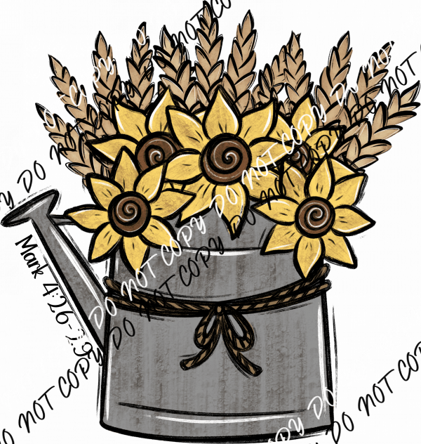 Sunflower Watering Can DTF Transfer - We Print U Press DTF Transfers