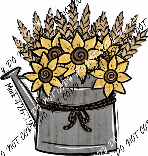 Sunflower Watering Can DTF Transfer - We Print U Press DTF Transfers