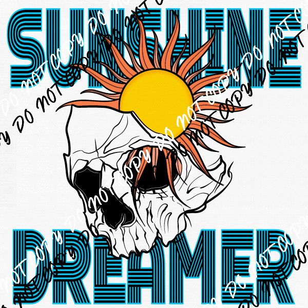 Sunshine Dreamer Skull DTF Transfer - We Print U Press DTF Transfers