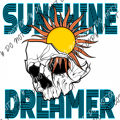 Sunshine Dreamer Skull Dtf Transfer