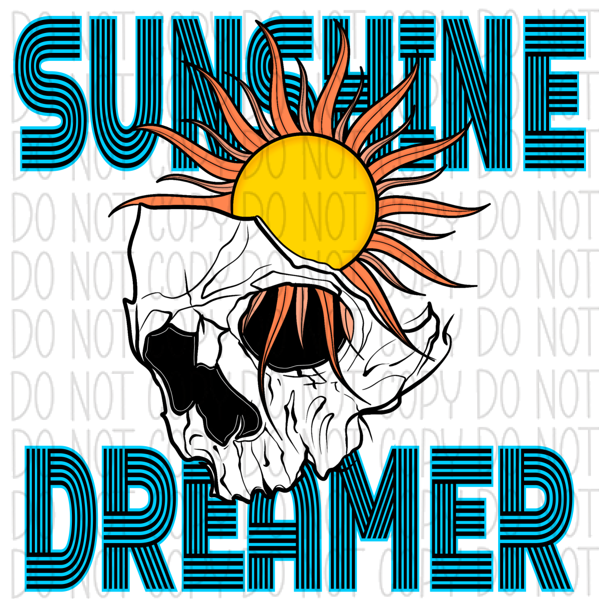 Sunshine Dreamer Skull Dtf Transfer