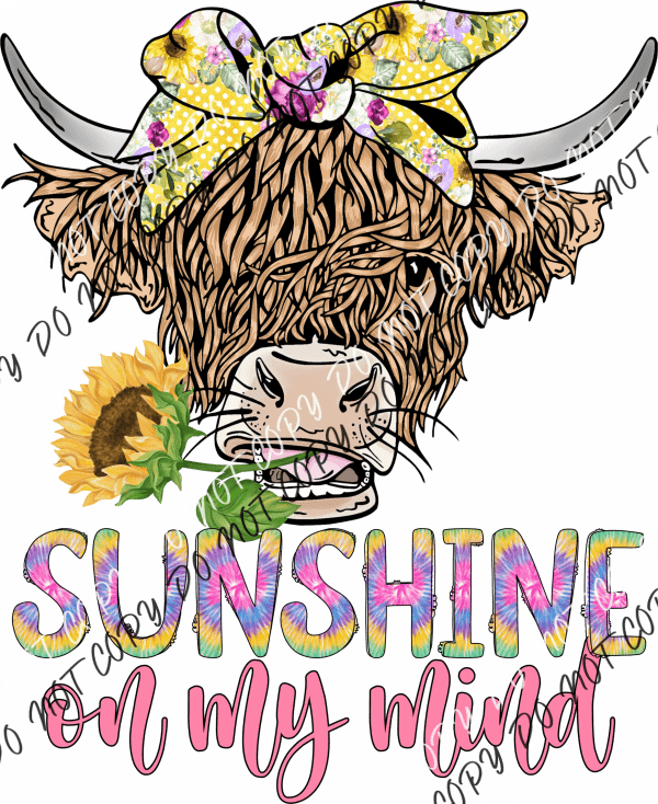 Sunshine On My Mind Highland Cow Dtf Transfer