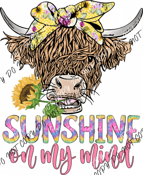 Sunshine On My Mind Highland Cow Dtf Transfer