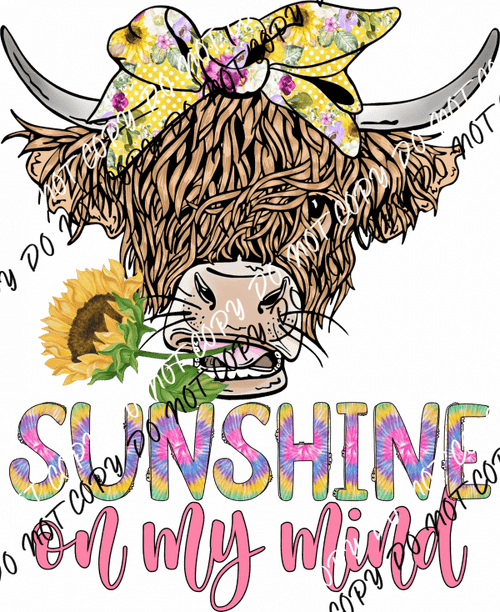 Sunshine on My Mind Highland Cow DTF Transfer - We Print U Press DTF Transfers