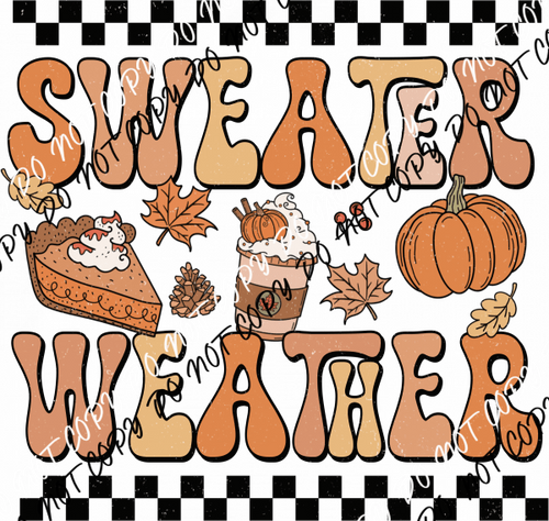 Sweater Weather Checker Board DTF Transfer - We Print U Press DTF Transfers
