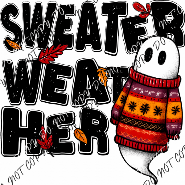 Sweater Weather Cute Ghost Dtf Transfer Rtp Transfers