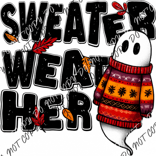 Sweater Weather Cute Ghost Dtf Transfer Rtp Transfers