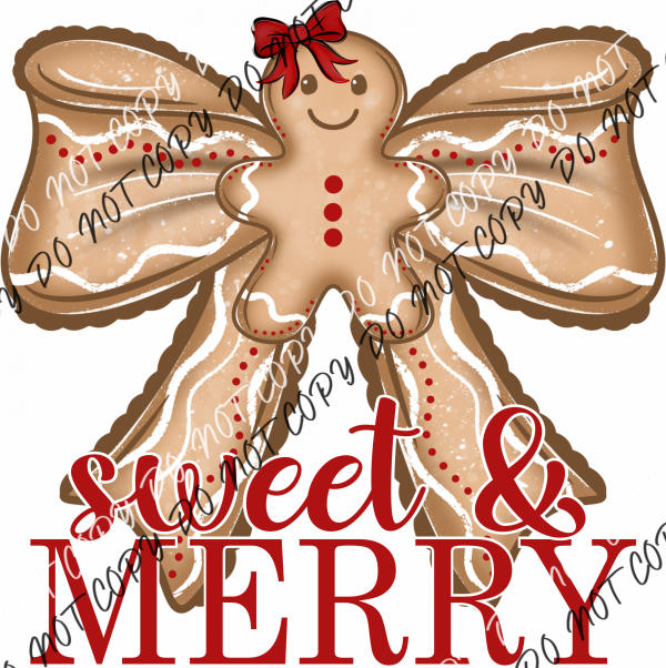Sweet and Merry Gingerbread Bow DTF Transfer RTP DTF Transfers