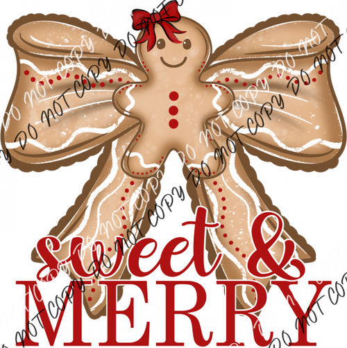 Sweet and Merry Gingerbread Bow DTF Transfer RTP DTF Transfers