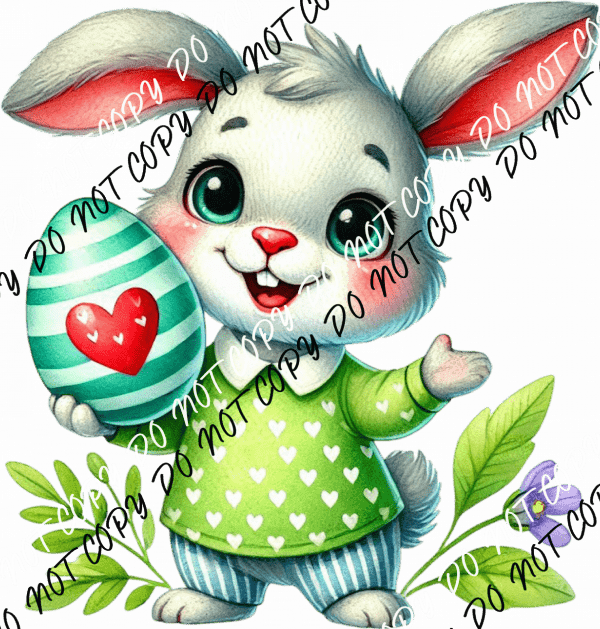 Sweet Bunny with Heart Egg DTF Transfer - We Print U Press DTF Transfers