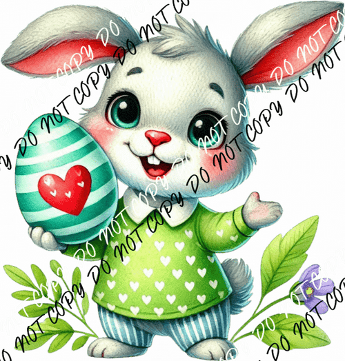 Sweet Bunny with Heart Egg DTF Transfer - We Print U Press DTF Transfers