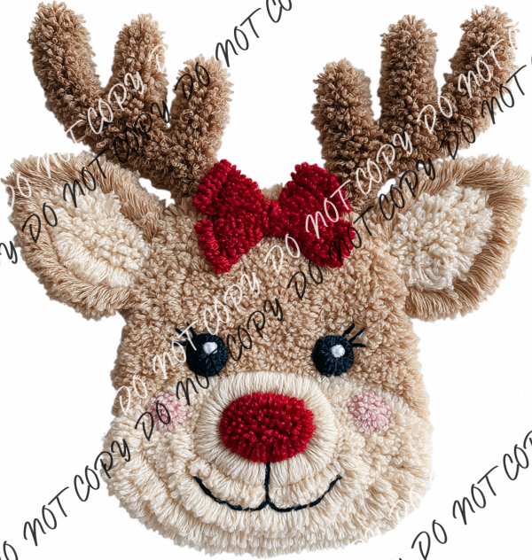 Sweet Reindeer Girl Faux Yarn DTF Transfer RTP DTF Transfers