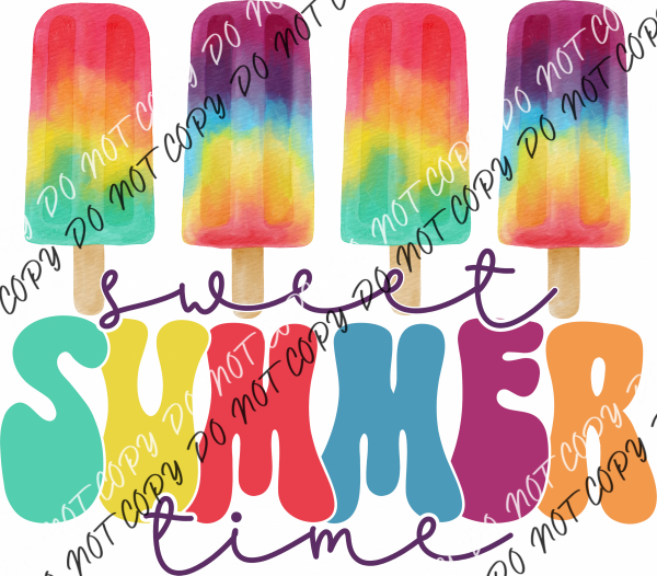 Sweet Summer Time Rainbow Popsicles Dtf Transfer