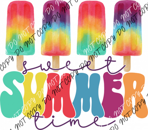 Sweet Summer Time Rainbow Popsicles Dtf Transfer