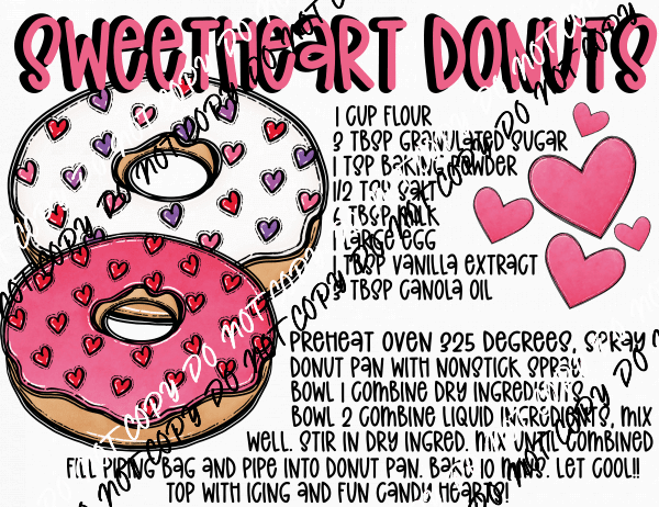 Sweetheart Donuts Recipe DTF Transfer - We Print U Press DTF Transfers