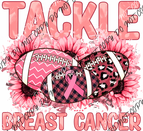 Tackle Breast Cancer Footballs And Flowers Dtf Transfer Rtp Transfers