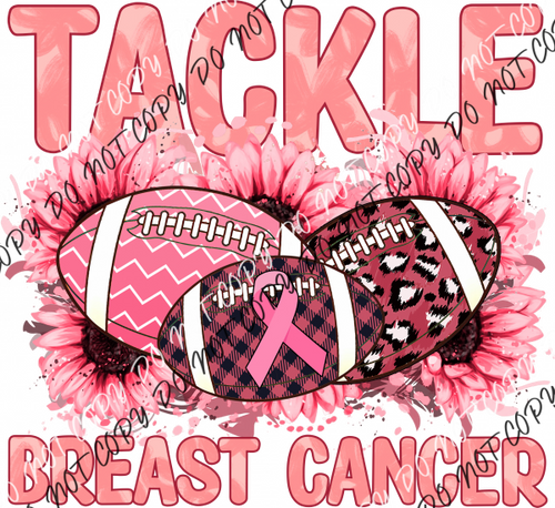 Tackle Breast Cancer Footballs And Flowers Dtf Transfer Rtp Transfers