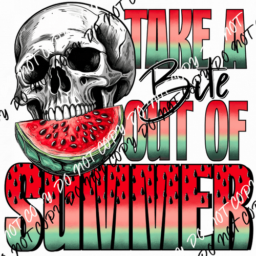 Take a Bite Out of Summer Skeleton Watermelon DTF Transfer - We Print U Press DTF Transfers