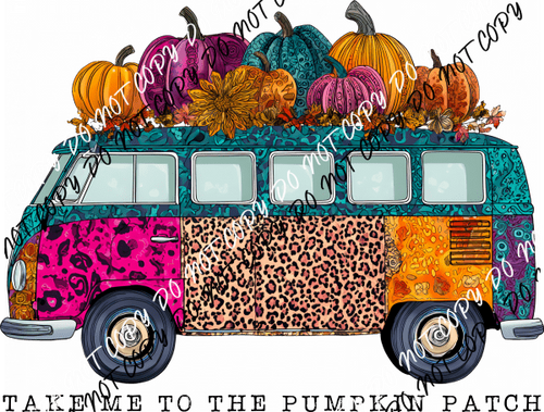 Take Me to the Pumpkin Patch Colorful Van DTF Transfer - We Print U Press DTF Transfers