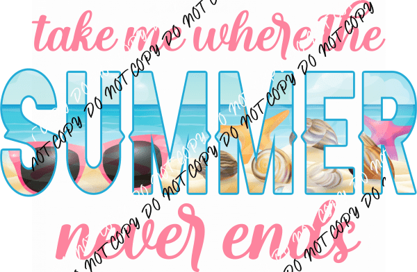 Take Me Where the Summer Never Ends DTF Transfer - We Print U Press DTF Transfers