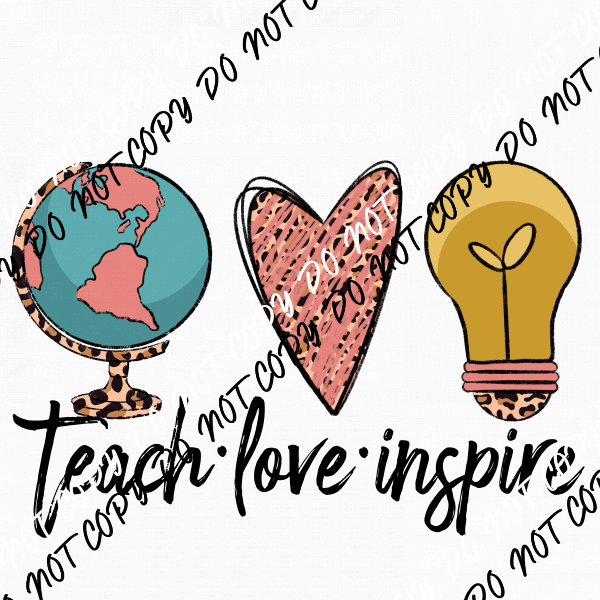 Teach Love Inspire Leopard DTF Transfer - We Print U Press DTF Transfers