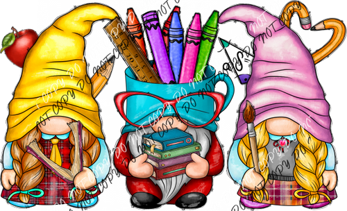 Teacher Gnome Trio Dtf Transfer