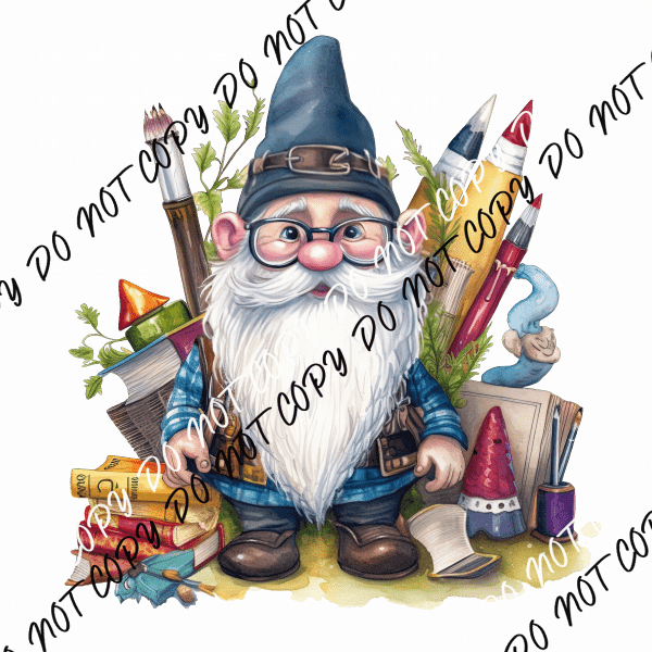 Teacher Gnome with Pencils DTF Transfer - We Print U Press DTF Transfers