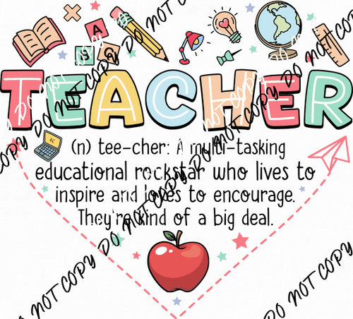 Teacher Heart School Icons DTF Transfer - We Print U Press DTF Transfers