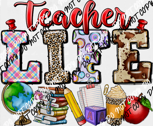 Teacher LIfe Essentials DTF Transfer - We Print U Press DTF Transfers