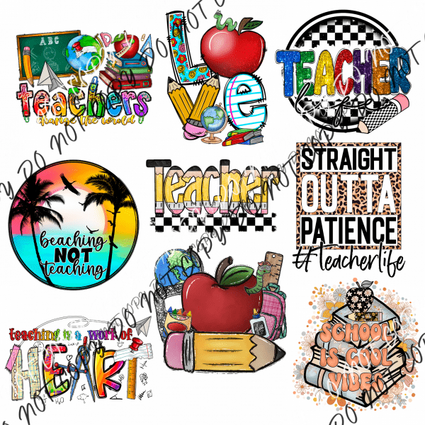TEACHER MINI UV TRANSFER BUNDLE - We Print U Press DTF Transfers