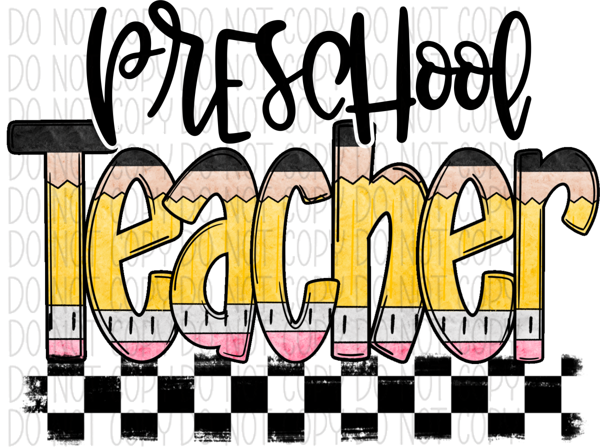 Teacher Pencil (See Title Options) Dtf Transfer Large Pocket 4’ / Preschool Rtp Transfers