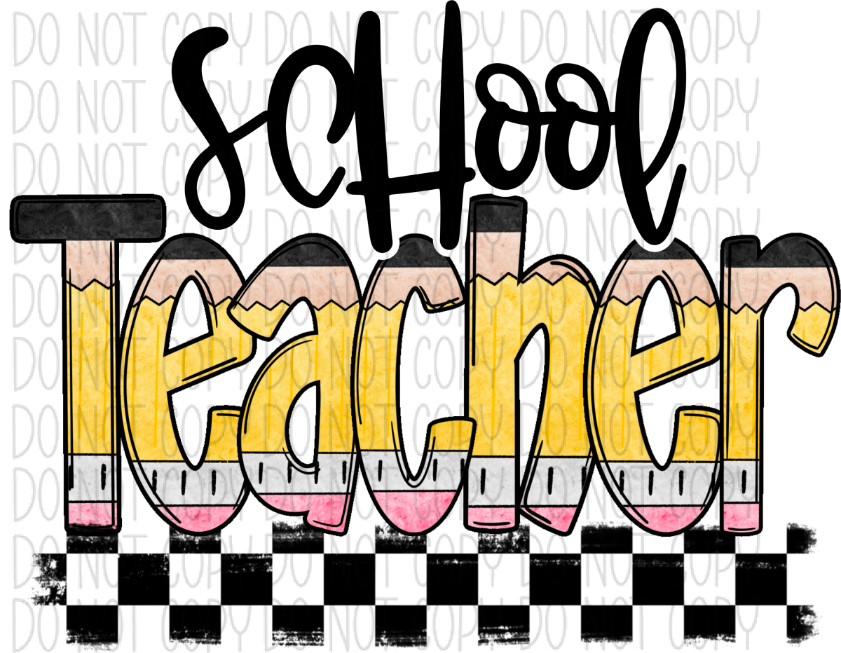 Teacher Pencil (See Title Options) Dtf Transfer Large Pocket 4’ / School Rtp Transfers